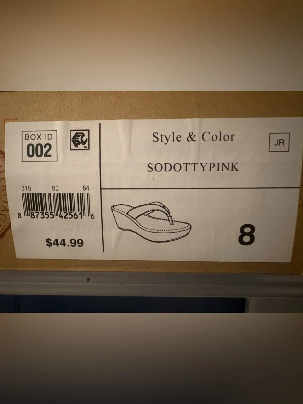Kohl's Women's Cork Wedge Thong Sandals in Pink and White